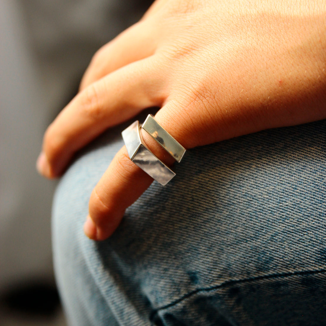 tilt shift rings in sterling silver, 3D printed and machine cut technology